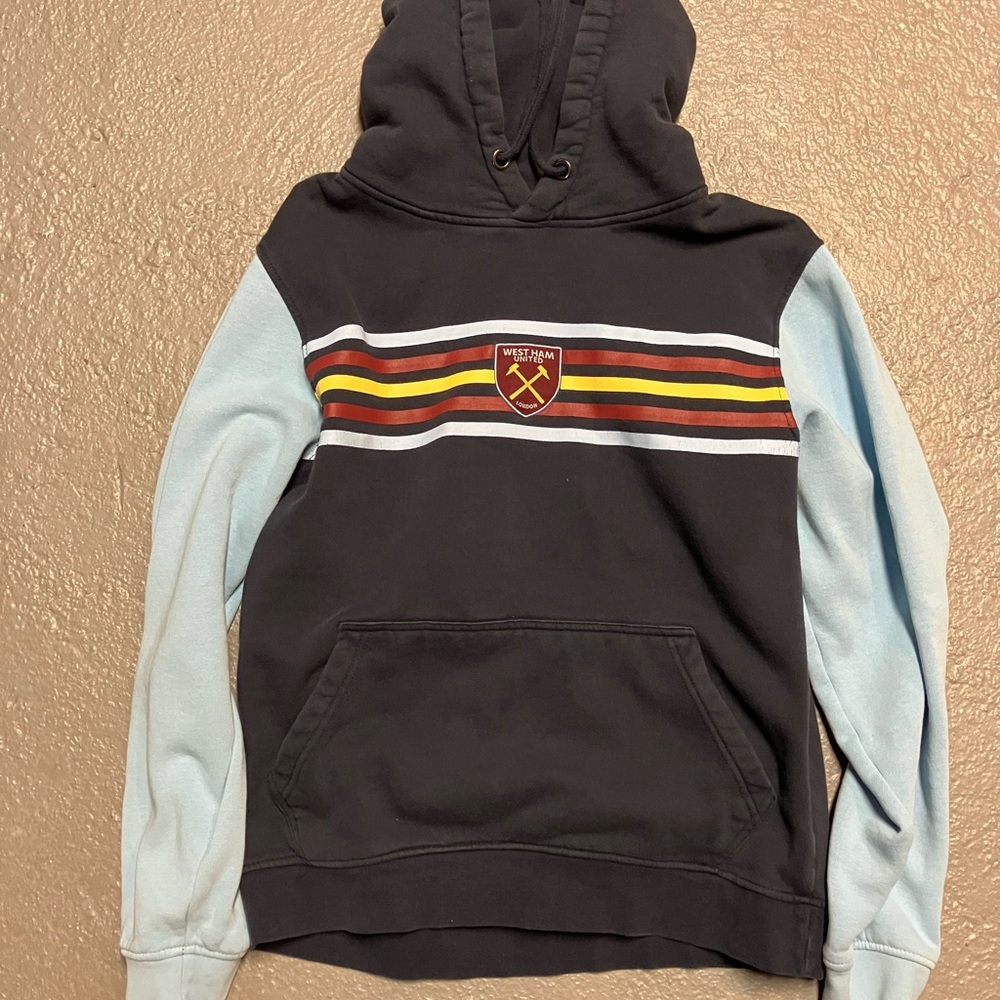 Navy Blue and Light Blue West Ham Official Hoodie - Size M